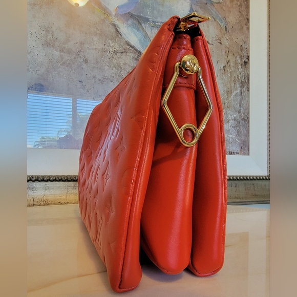 Louis Vuitton Coussin PM Crossbody Shoulder Bag Chain Rare Red Leather - Picture 8 of 13